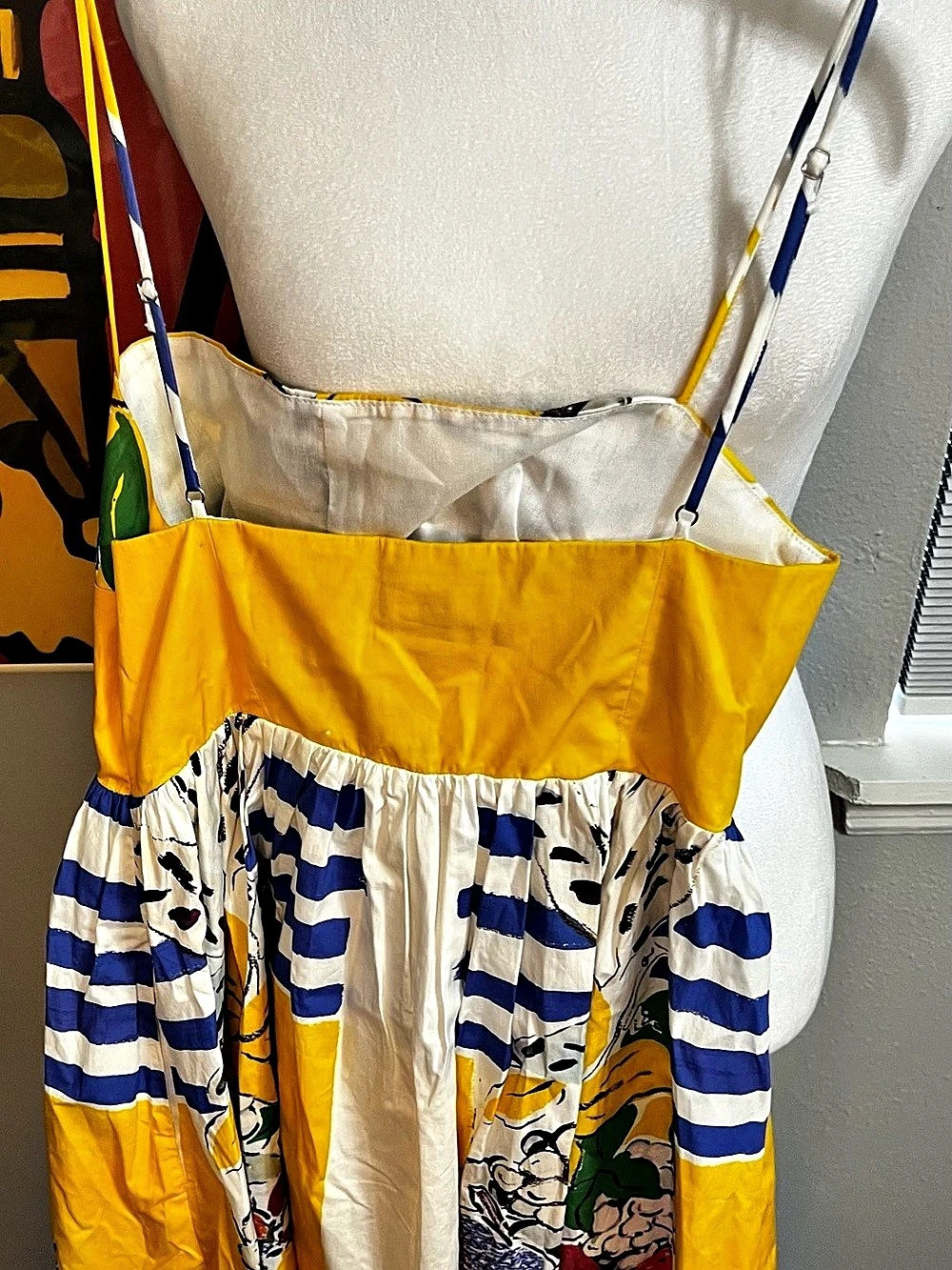Zara Fruit Print Poplin Dress Floral Mini Yellow & Blue Medium NWT extra small - Picture 13 of 13